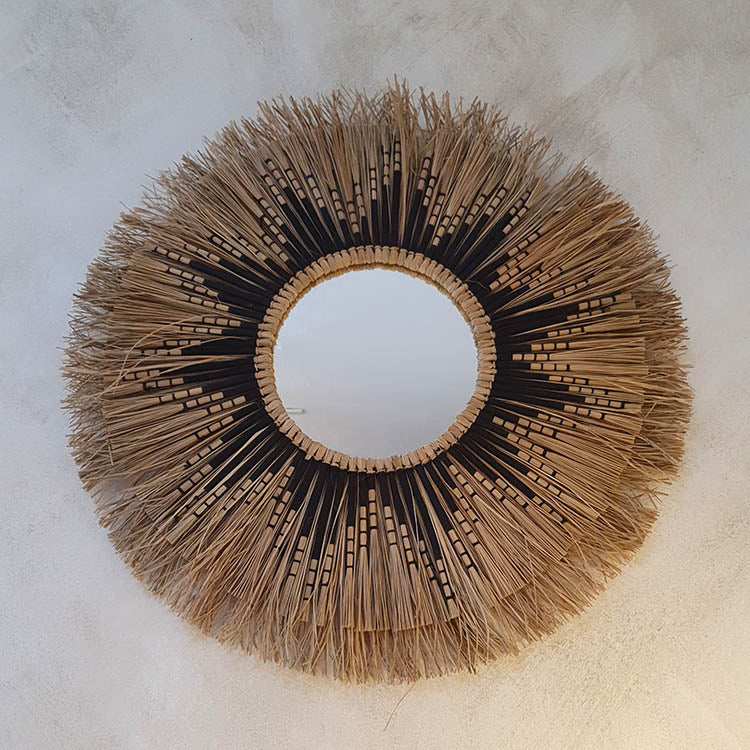 Spiegel riet - zwart Ø 70 cm/80 cm