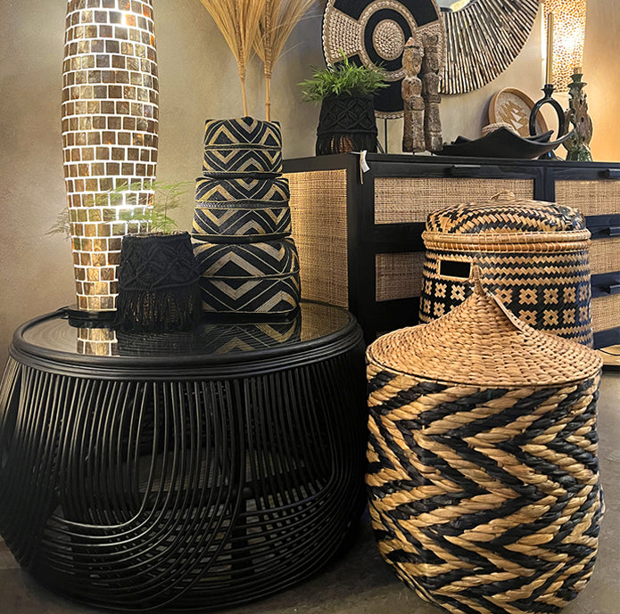 Salontafel van bamboe 70 cm - zwart